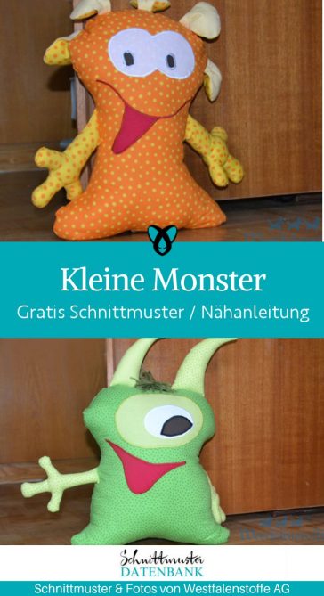monster kissen kuscheltier fuer kinder zum spielen kostenlose schnittmuster gratis naehanleitung