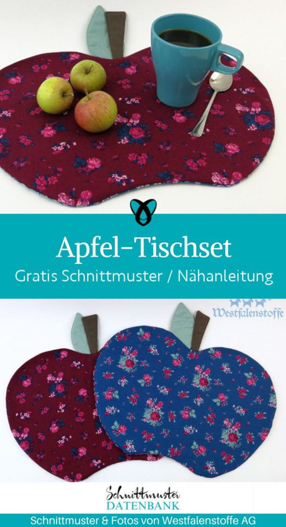 apfel tischset herbst dekoration fuer zuhause gedeckter tisch kostenlose schnittmuster gratis naehanleitung