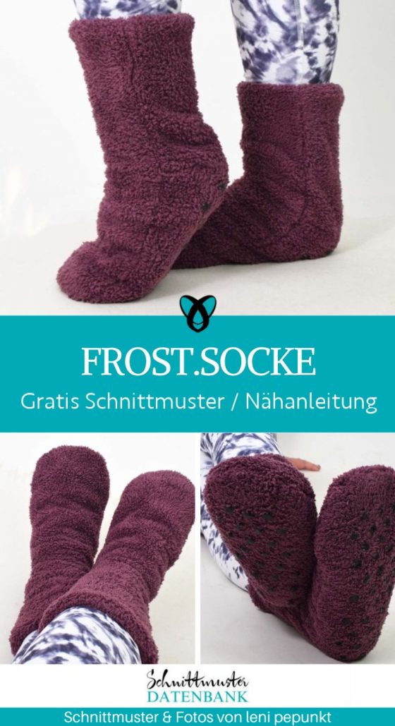 frostsocke couchsocke fleecesocken kaltes wetter winter warme fuesse kostenlose schnittmuster gratis naehanleitung