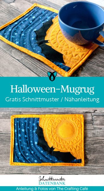halloween mugrug tassenteppich tassenunterlage set gedeckter tisch naehen fuer zuhause kleine geschenke naehen kostenlose schnittmuster gratis naehanleitung