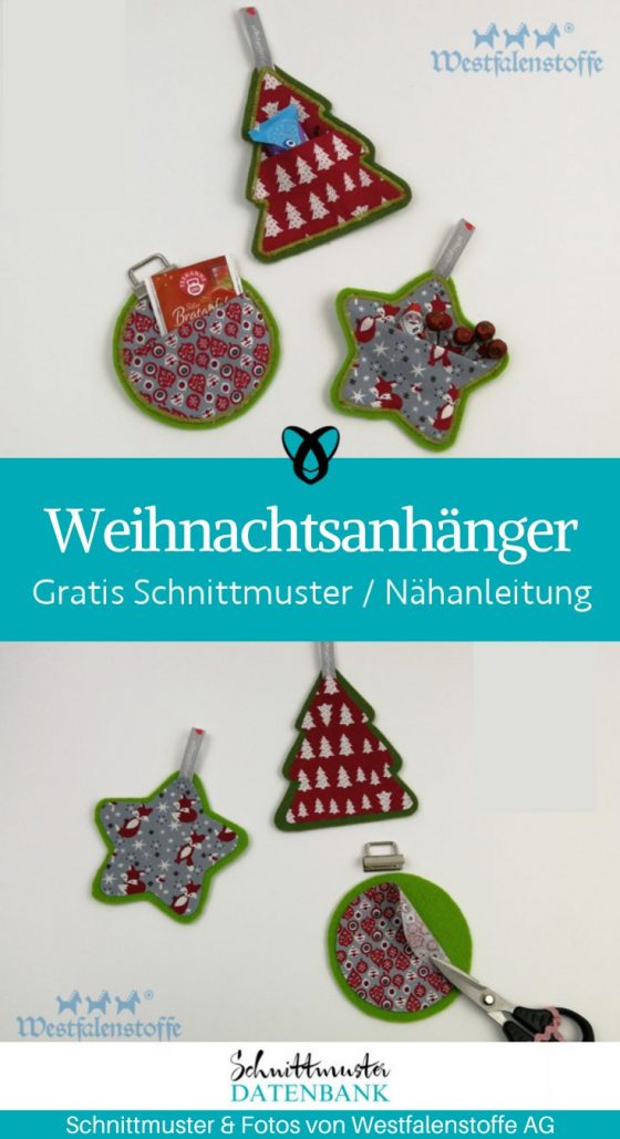 weihnachtsanhaenger geschenkanhaenger christbaumschmuck dekoration kostenlose schnittmuster mit gratis naehanleitung