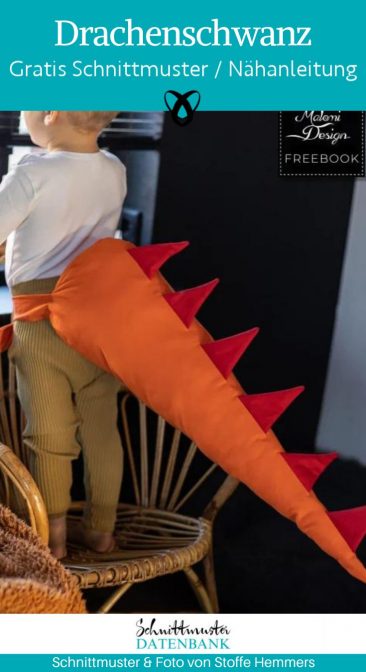 drachenschwanz dinoschwanz kostuem verkleidung verkleiden fasching halloween kinder kostenlose schnittmuster gratis naehanleitung