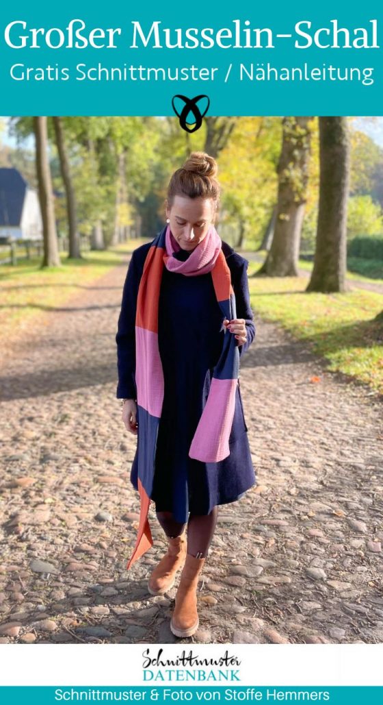 grosser musselin schal langer schal patchwork accessoires damen kostenlose schnittmuster gratis naehanleitung