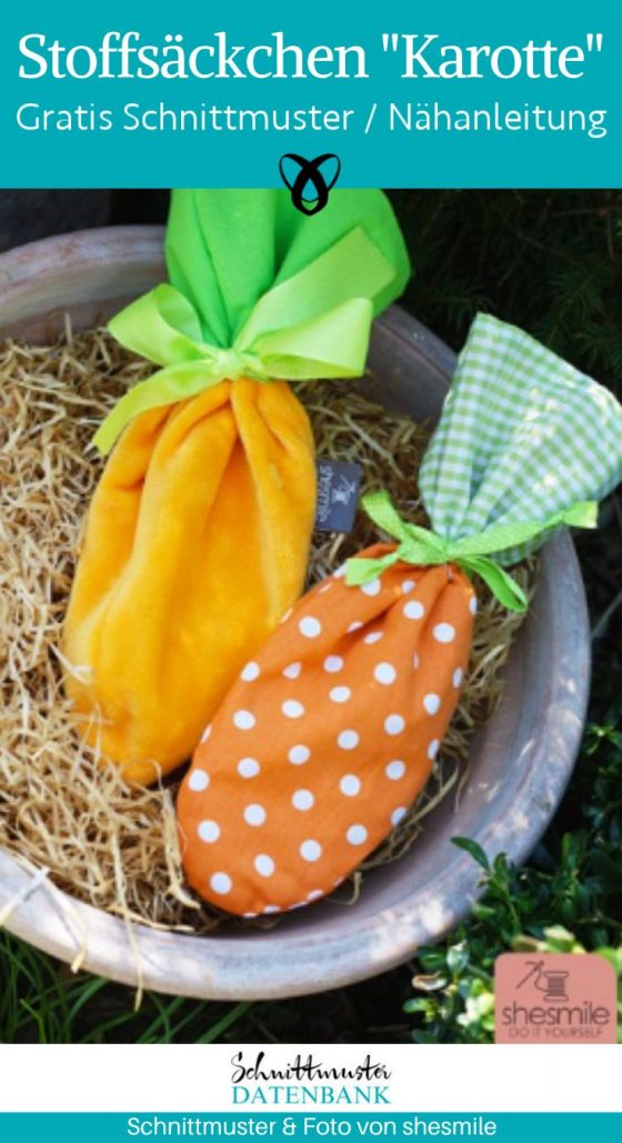 stoffsaeckchen karotte ostern ostergeschenke verpackung geschenkverpackung kostenlose schnittmuster gratis naehanleitung