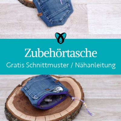 zubehoertasche jeans upcycling verwertung reste etui kleine tasche reissverschluss kostenlose schnittmuster gratis naehanleitung