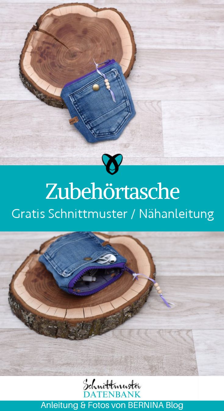 zubehoertasche jeans upcycling verwertung reste etui kleine tasche reissverschluss kostenlose schnittmuster gratis naehanleitung