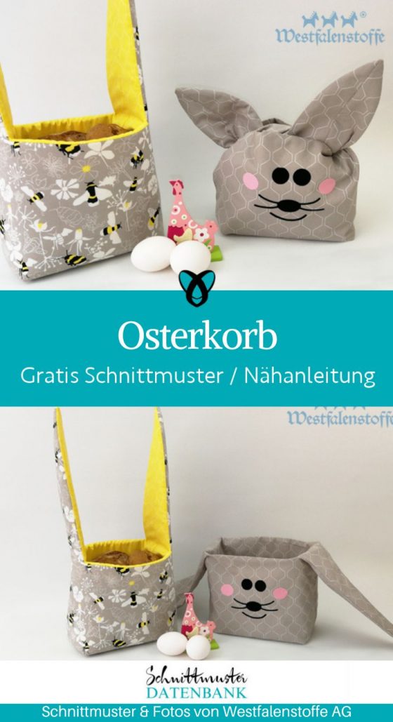 osterkorb ostern brotkorb korb mit hasenohren fuer zuhause osterdeko kostenlose schnittmuster gratis naehanleitung