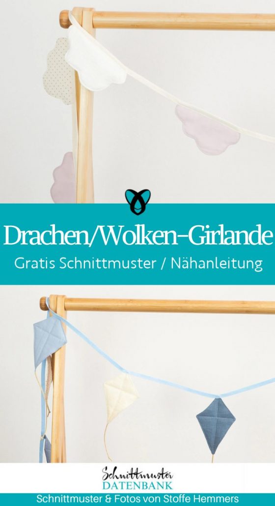 drachen wolken girlande kinderzimmer babyzimmer baby geschenke zur geburt erstausstattung kostenlose schnittmuster gratis naehanleitung