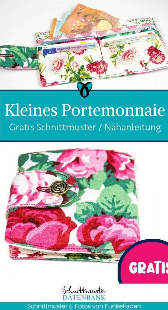 kleines portemonnaie geldbeutel geldboerse scheine karten kostenlose schnittmuster gratis naehanleitung