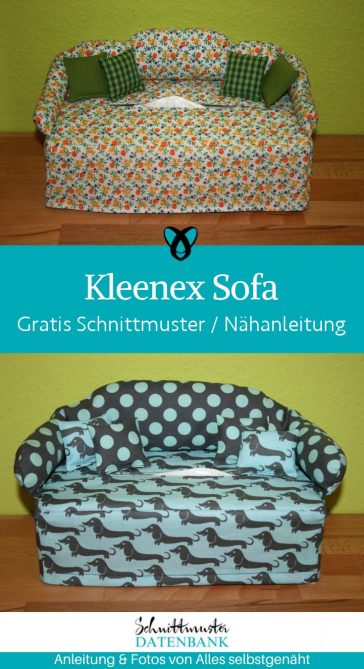 Kleenex Taschentuch Sofa naehen kostenloses schnittmuster gratis Freebook naehidee