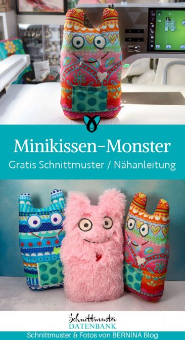 Monster Minikissen Kuscheltier naehen kostenloses schnittmuster gratis Freebook naehidee