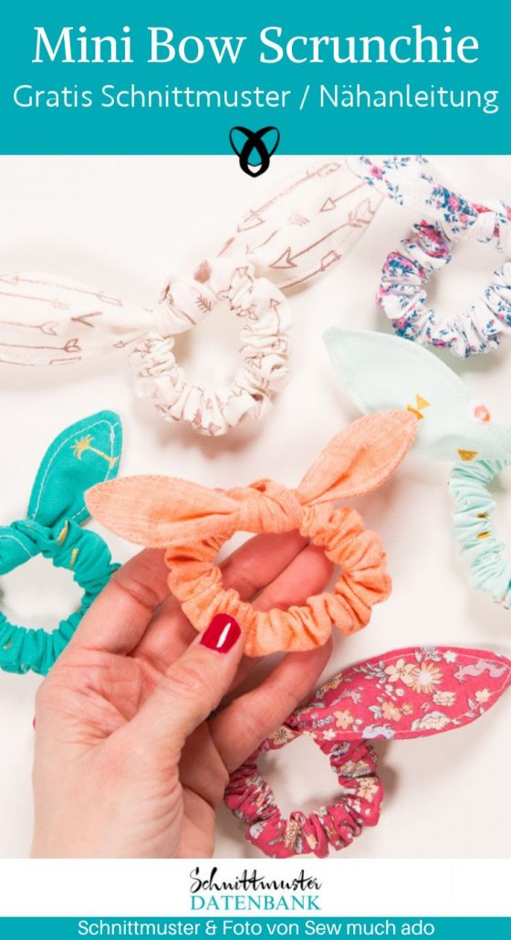 Scrunchie bow schleife haargummi klein mini naehen kostenloses schnittmuster gratis Freebook naehidee
