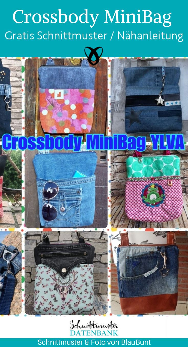 Crossbody Minibag kleine tasche umhaengen blaubunt naehen kostenloses schnittmuster gratis download naehidee