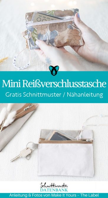 Mini Reissverschlusstasche kleines taeschchen naehen kostenloses schnittmuster gratis download naehidee