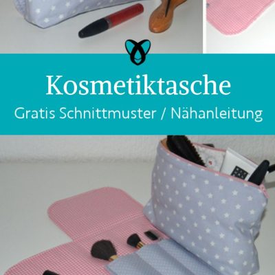 Kosmetiktasche Pinselfach naehen kostenloses schnittmuster gratis Freebook naehidee naehanleitung