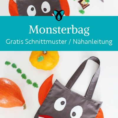 Monster bag tasche Halloween naehen kostenloses schnittmuster gratis Freebook naehidee naehanleitung