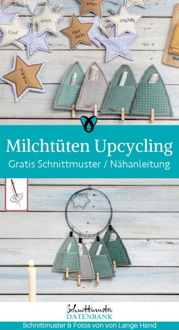 Milchtueten Adventskalender upcycling Weihnachten deko naehen kostenloses schnittmuster gratis Freebook naehidee naehanleitung