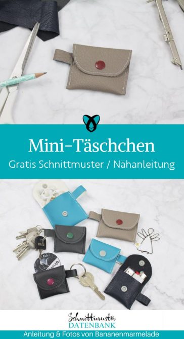 Mini Tasche Schluesselanhaenger chip taeschchen naehen kostenloses schnittmuster gratis Freebook naehidee naehanleitung
