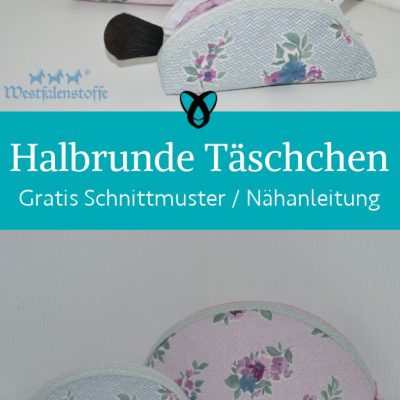 Halbrunde Tasche Kosmetiktasche rund Taeschchen naehen kostenloses schnittmuster gratis pdf download naehidee