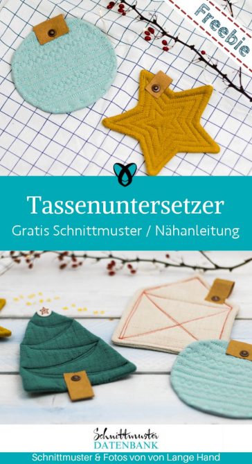 Tassenuntersetzer mug rug weihnachten advent naehen kostenloses schnittmuster gratis pdf download naehidee
