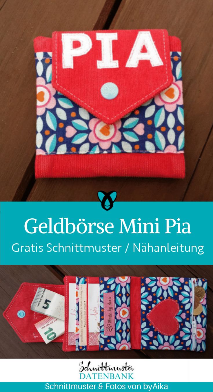 Mini Geldboerse kleines Portemonnaie naehen kostenloses schnittmuster gratis pdf download naehidee
