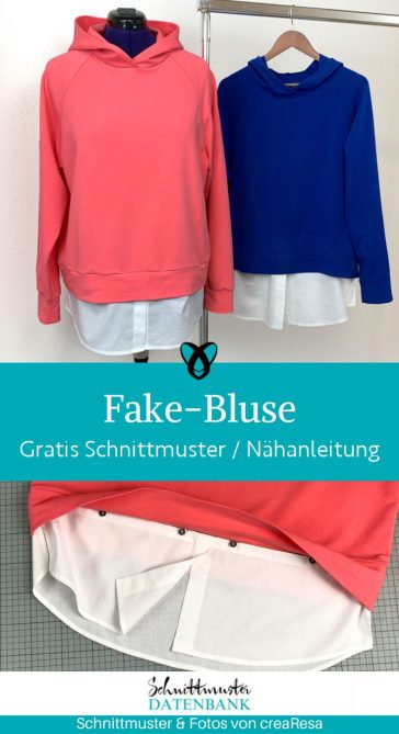 Fake Bluse naehen kostenloses schnittmuster gratis Freebook naehidee naehanleitung