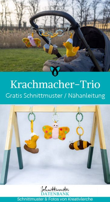 Krachmacher trio Kinderwagenkette baby gym naehen kostenloses schnittmuster gratis Freebook naehidee naehanleitung