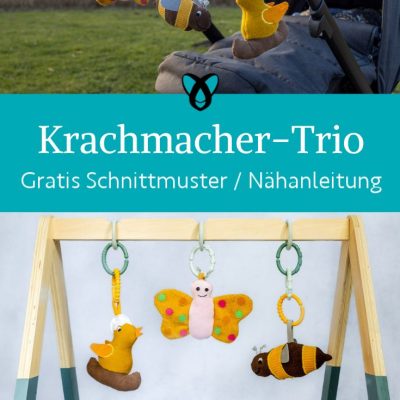 Krachmacher trio Kinderwagenkette baby gym naehen kostenloses schnittmuster gratis Freebook naehidee naehanleitung
