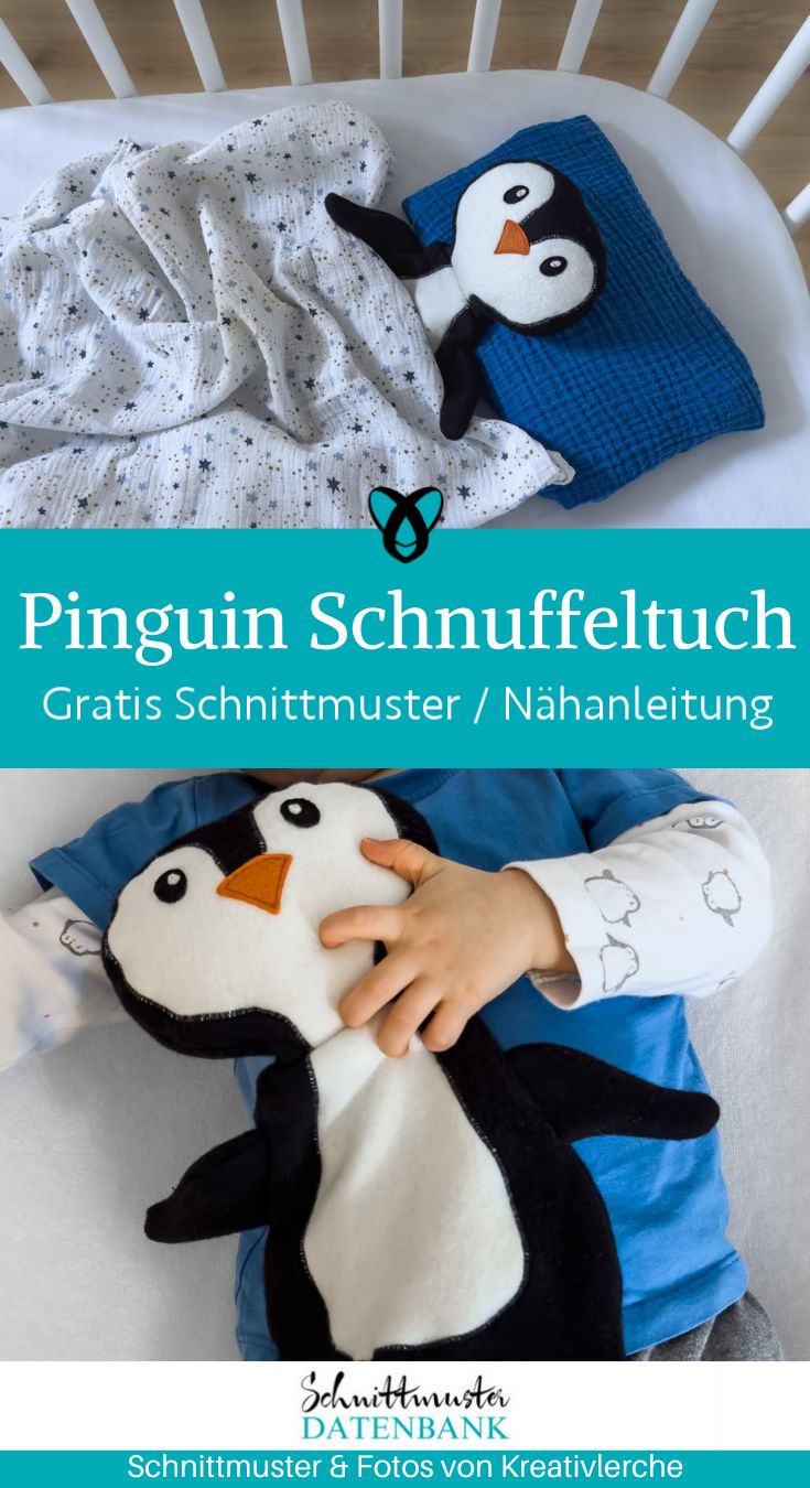 Pinguin Schnuffeltuch baby naehen kostenloses schnittmuster gratis Freebook naehidee naehanleitung