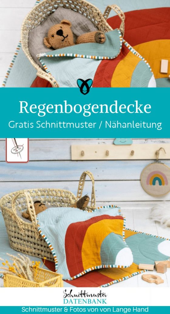 Regenbogendecke musselin decke naehen kostenloses schnittmuster gratis Freebook naehidee naehanleitung