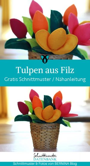 Tulpen Filz Blumen Fruehling Deko naehen kostenloses schnittmuster gratis pdf download naehidee