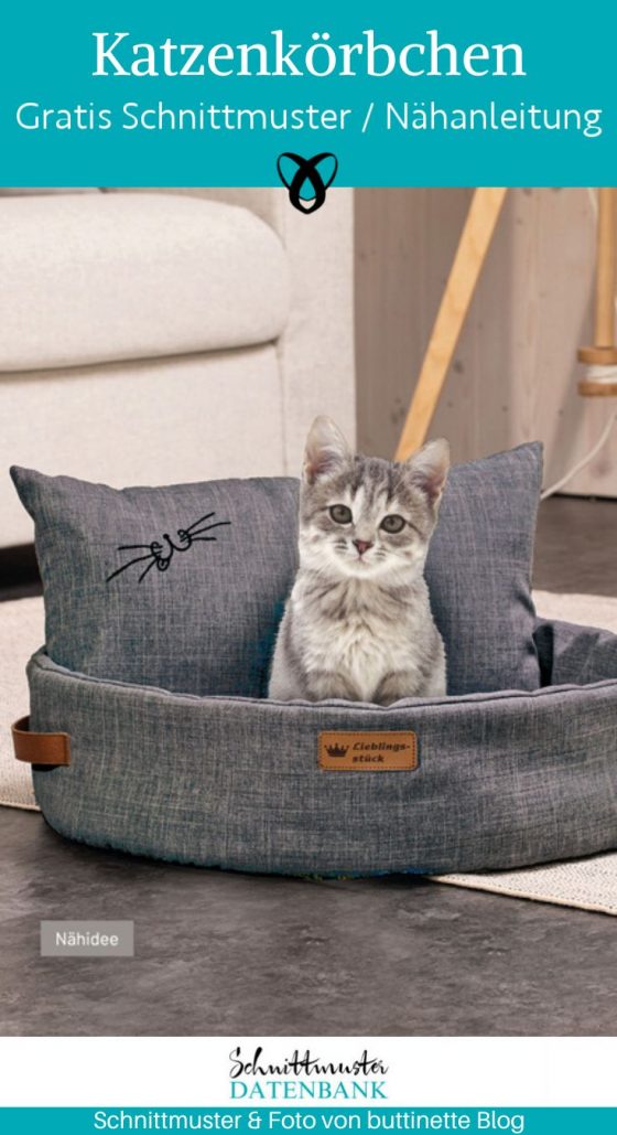 Katzenkoerbchen Katze korb naehen kostenloses schnittmuster gratis pdf download naehidee