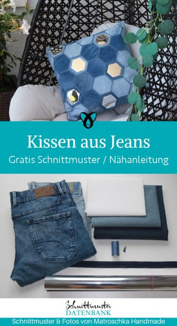 Kissen aus Jeans Upcycling naehen kostenloses schnittmuster gratis pdf download naehidee
