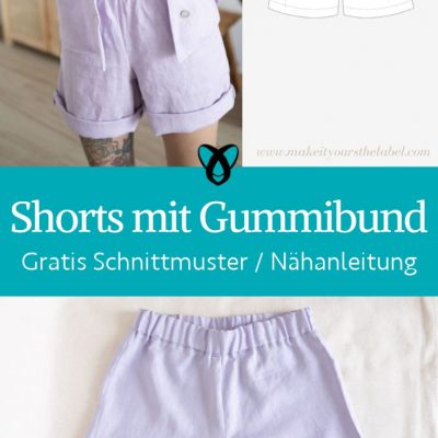Shorts mit Gummibund damen frauen webware naehen kostenloses schnittmuster gratis pdf download naehidee