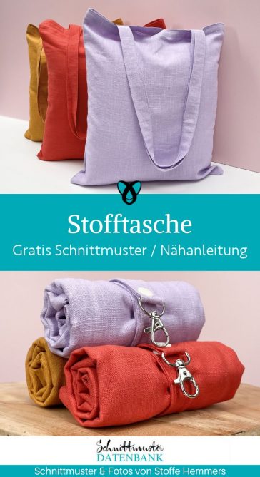 Stofftasche Beutel Eikaufsbeutl mit Bindeband naehen kostenlos schnittmuster gratis Freebook naehidee naehanleitung