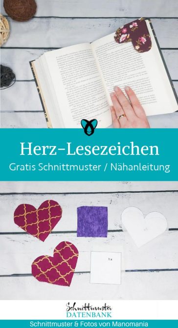 herz-lesenzeichen naehen freebook kostenloses schnittmuster gratis naehanleitung