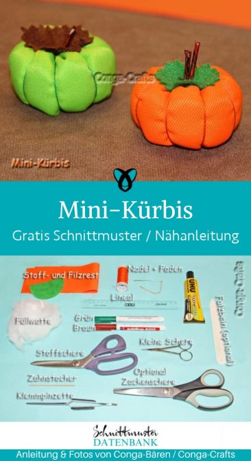 Mini Kuerbis herbst deko naehen kostenlos gratis Freebook naehidee naehanleitung