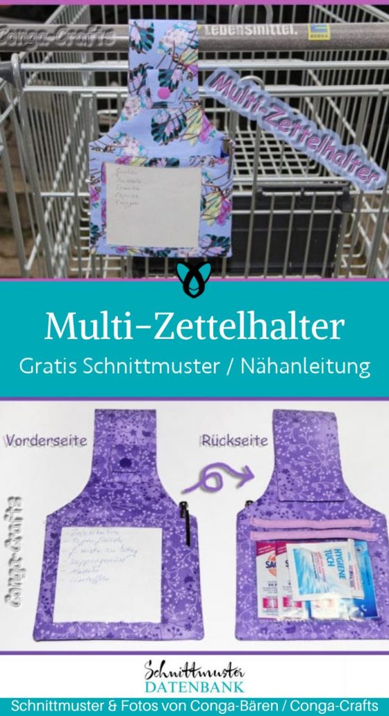 Multi Zettelhalter Einkaufsliste naehen kostenlos schnittmuster gratis pdf download naehidee