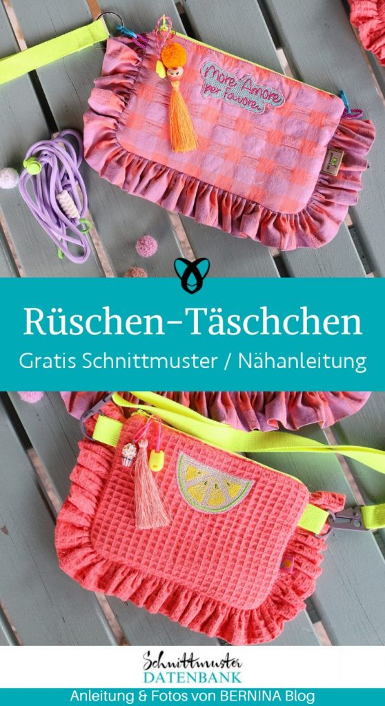 Rüschen-Täschchen nähen - Kostenlose Schnittmuster Datenbank