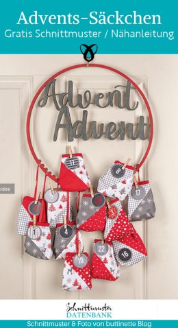 Adventskalender Saeckchen advent naehen kostenlos schnittmuster gratis pdf download naehidee