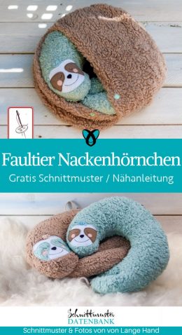 Faultier nackenhoernchen kinder geschenkidee naehen kostenlos schnittmuster gratis pdf download naehidee