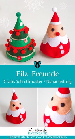 Filz tannenbaum weihnachtsmann weihnachten witzig naehen kostenlos schnittmuster gratis pdf download naehidee