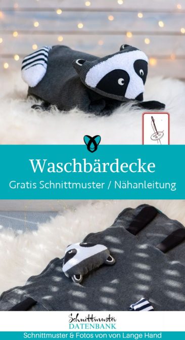 Waschbaer decke baby geschenk naehen kostenlos schnittmuster gratis pdf download naehidee