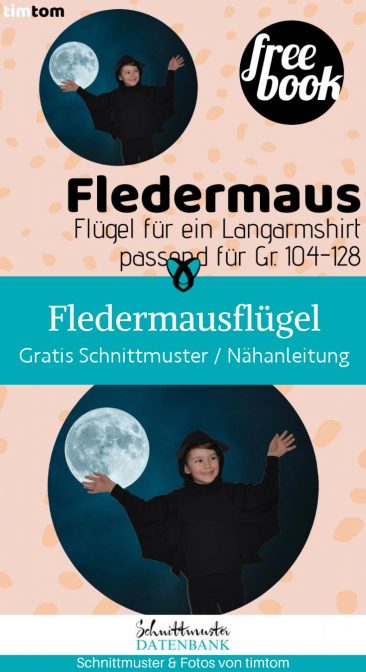 Fledermaus Kostuem verkeidung faschink karneval kinder naehen kostenlos schnittmuster gratis pdf download naehidee