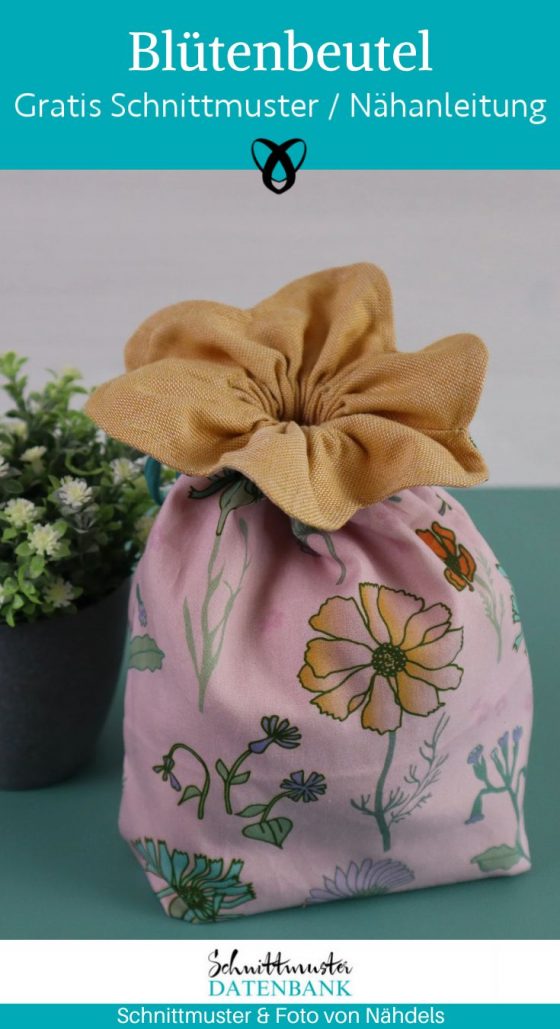 Bluetenbeutel beutel geschenk verpacken nachhaltig naehen kostenlos schnittmuster gratis pdf download naehidee