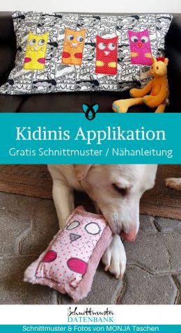 Kidinis Applikation katze kuscheltier hundespielzeug naehen kostenlos schnittmuster gratis pdf download naehidee