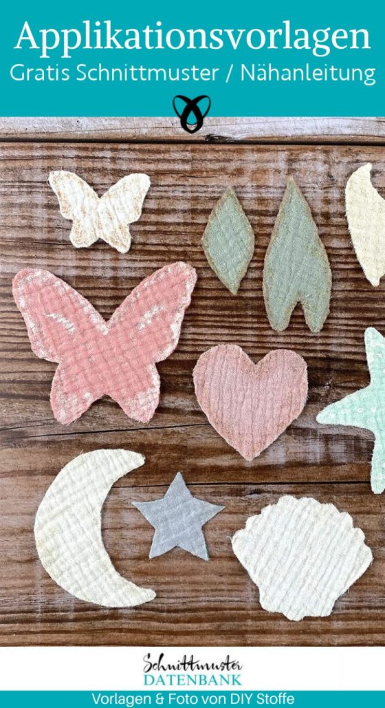 Applikatinsvorlagen formen herz mond schmetterling muschel naehen kostenlos schnittmuster gratis pdf download naehidee