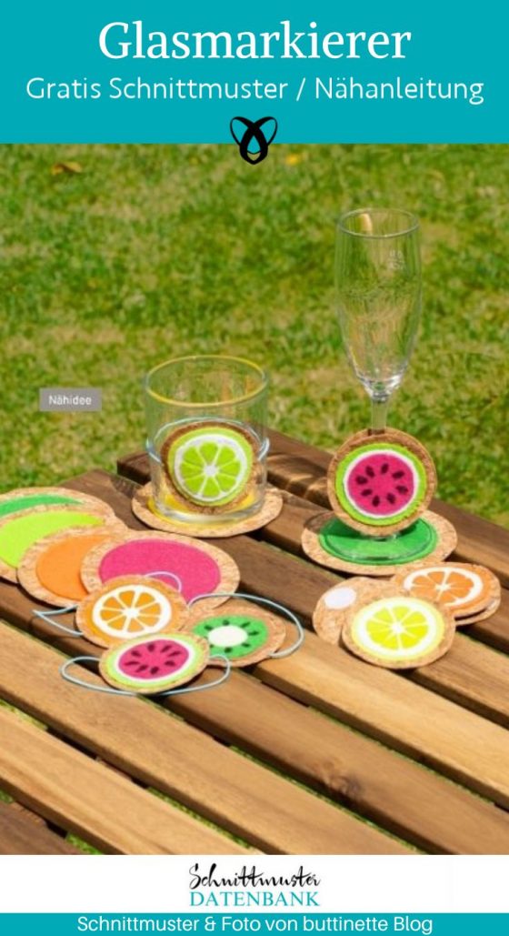 Glas markierer untersetzer kork naehen kostenlos schnittmuster gratis pdf download naehidee