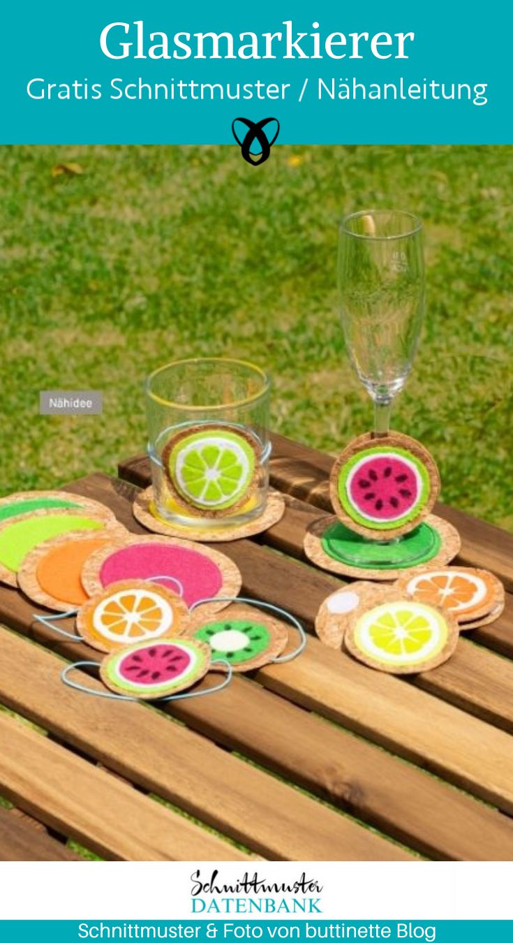 Glas markierer untersetzer kork naehen kostenlos schnittmuster gratis pdf download naehidee