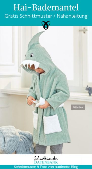 Hai bademantel kinder witzig naehen kostenlos schnittmuster gratis pdf download naehidee
